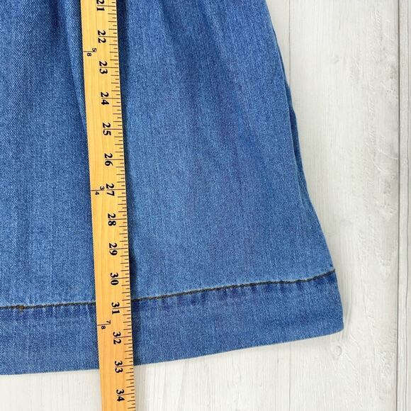 Free People Denim Babydoll Dress Women XS Light Blue Square Neck Balloon Sleeves - Picture 14 of 16